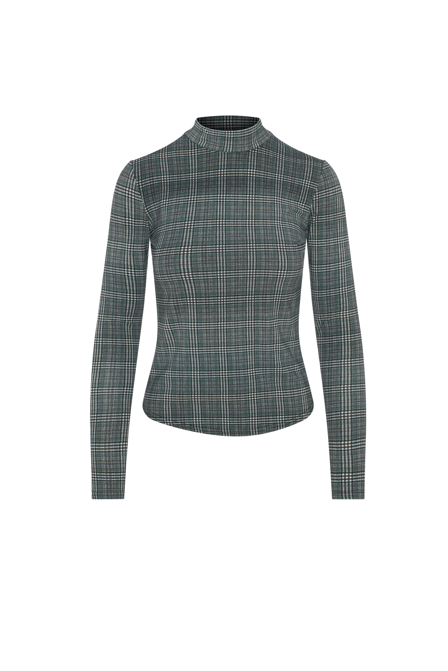 Plaid Mock Neck Top Black