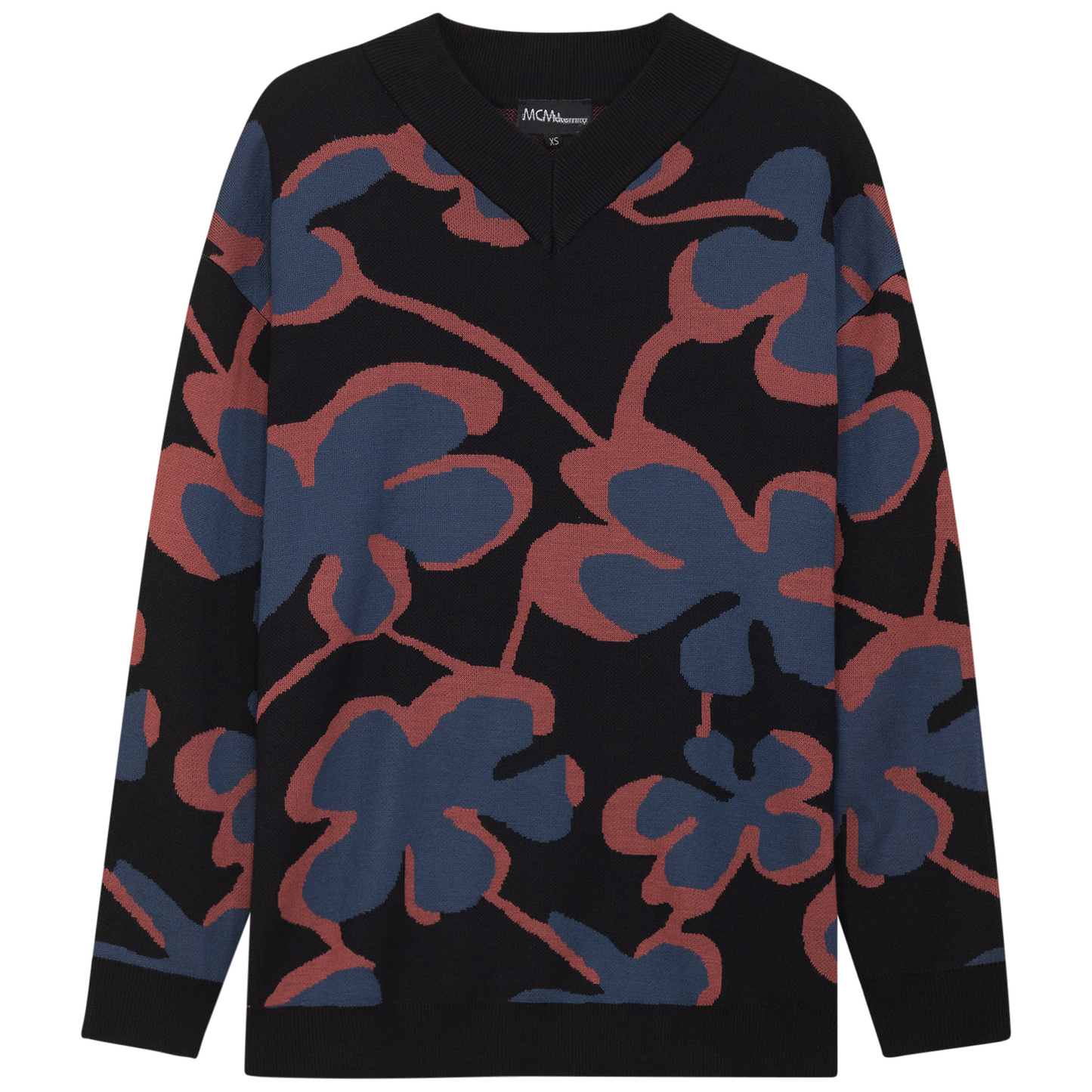 Maternity Floral Printed Sweater Black Champagne Dark Denim