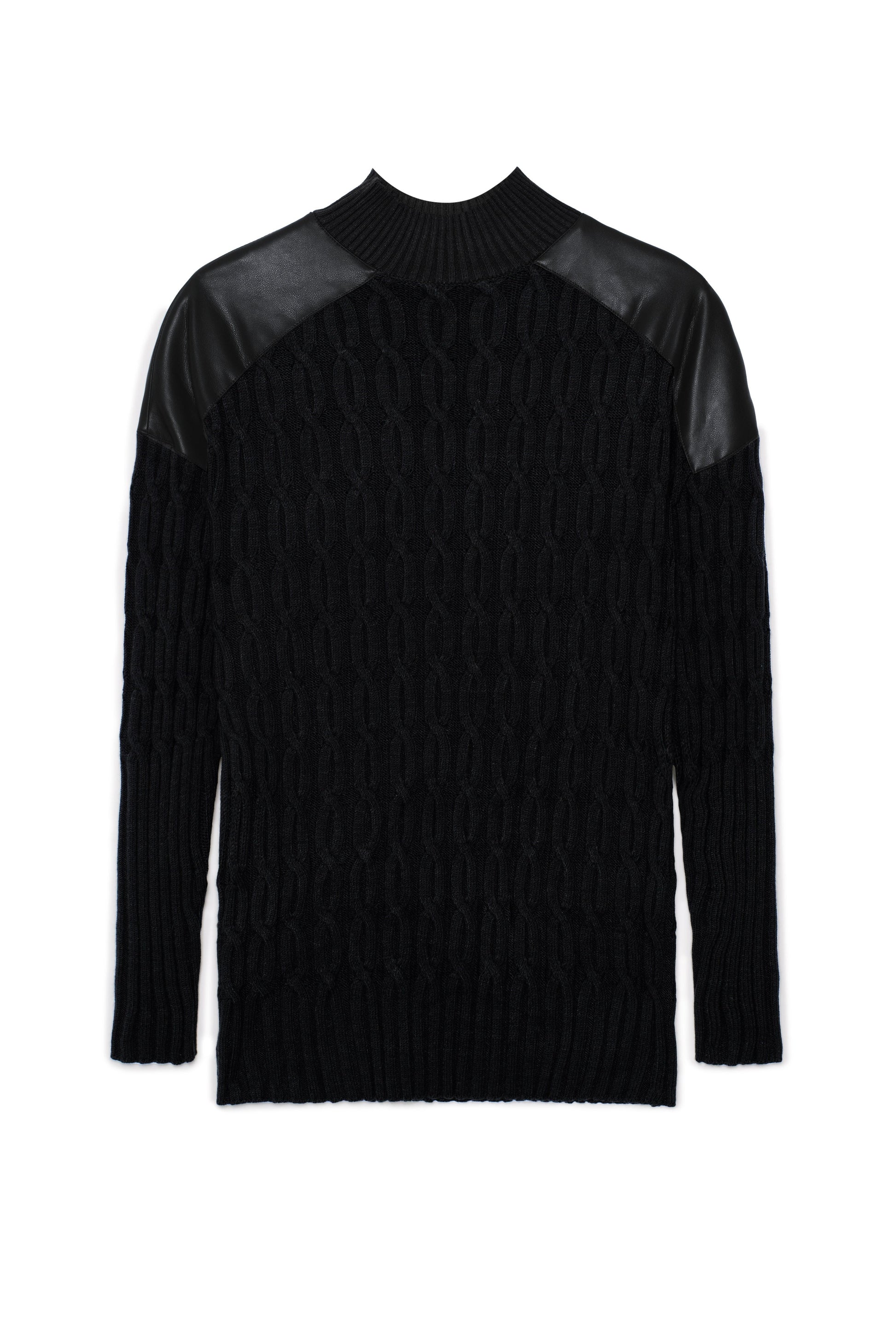 Maternity Dolman Leather Combo Sweater Black