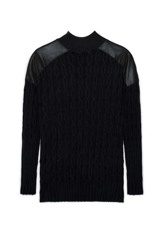 Maternity Dolman Leather Combo Sweater