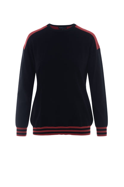 Maternity Color Blocked Dolman Sweater Black Rust