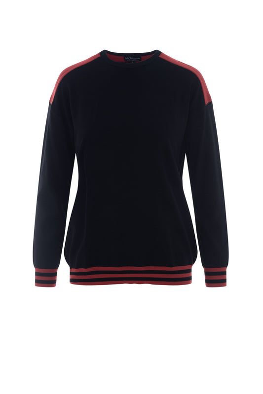 Maternity Color Blocked Dolman Sweater Black Rust