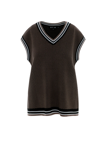 Maternity Herribone Knit Vest Black Mocha