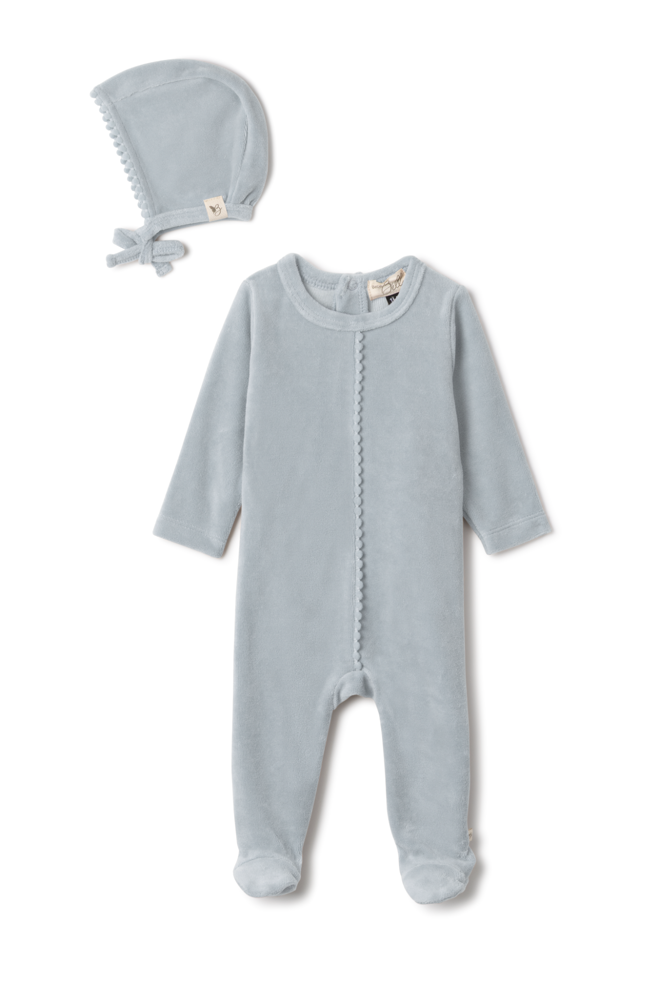 Velour Pompom Onesie Blue