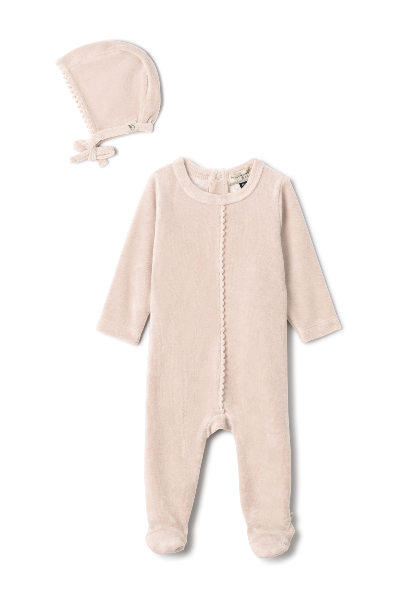 Velour Pompom Onesie Blush