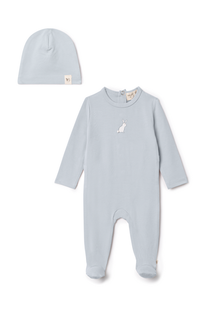 Bunny Print Onesie Blue Mist