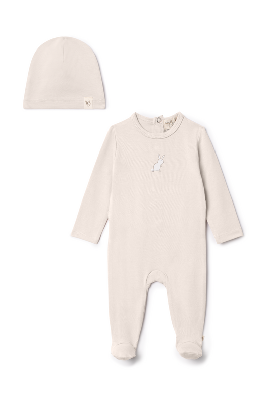 Bunny Print Onesie Dark Almond