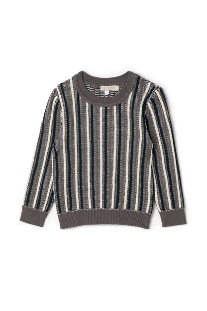 Stripped Knit Sweater Grey