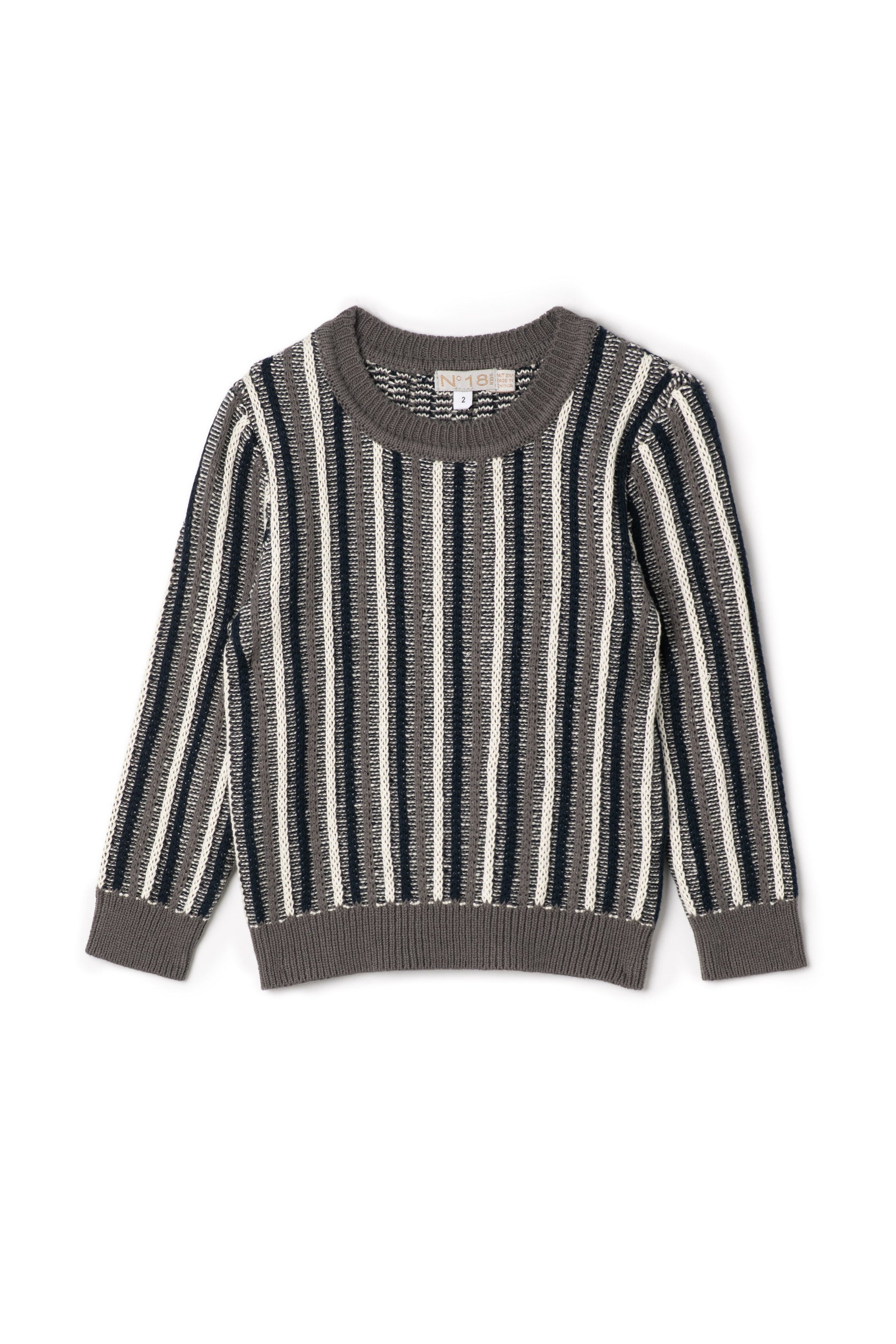 Stripped Knit Sweater Grey