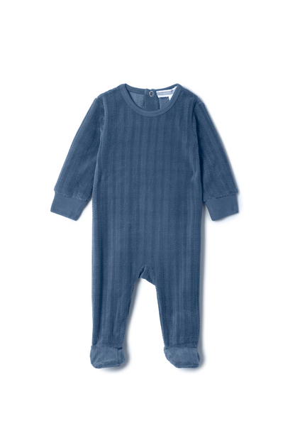 Braided Velour Onesie Blue 3 Months
