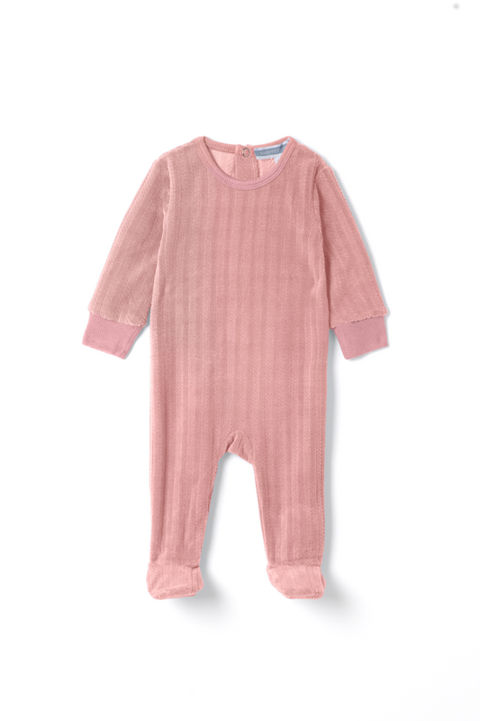 Braided Velour Onesie Pink 3 Months