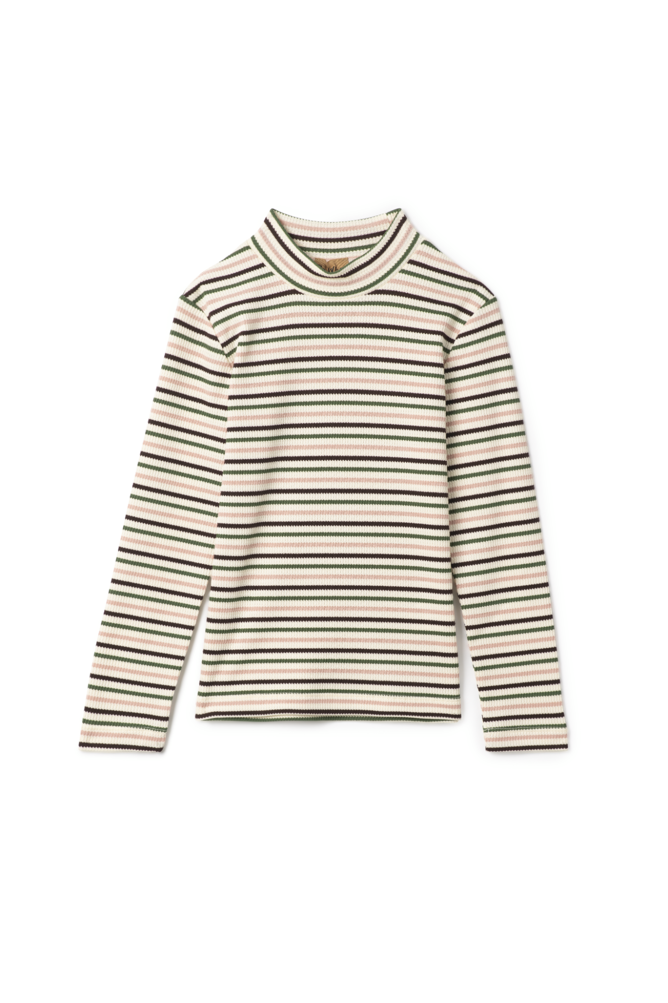 Waffle Stripped Mock Neck Top Cream