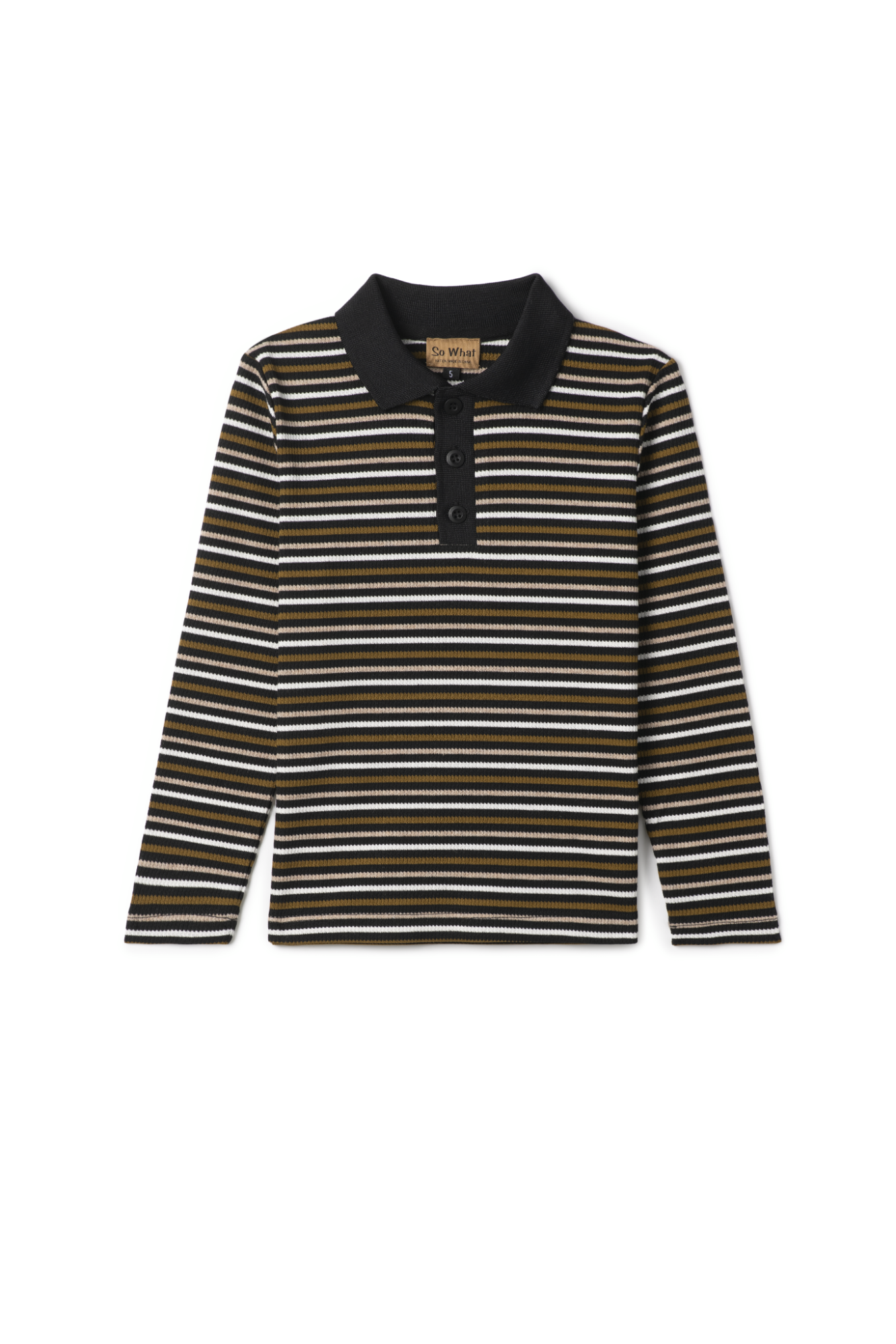 Waffle Stripped Polo Black
