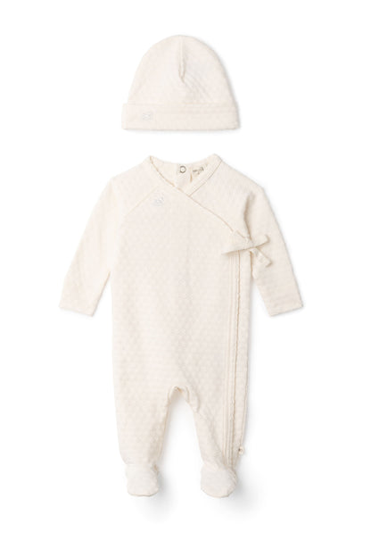 Embossed Diamond Wrap Onesie Off White