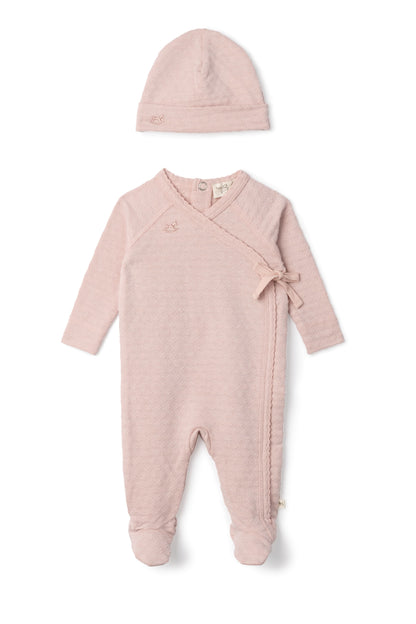 Embossed Diamond Wrap Onesie Pink