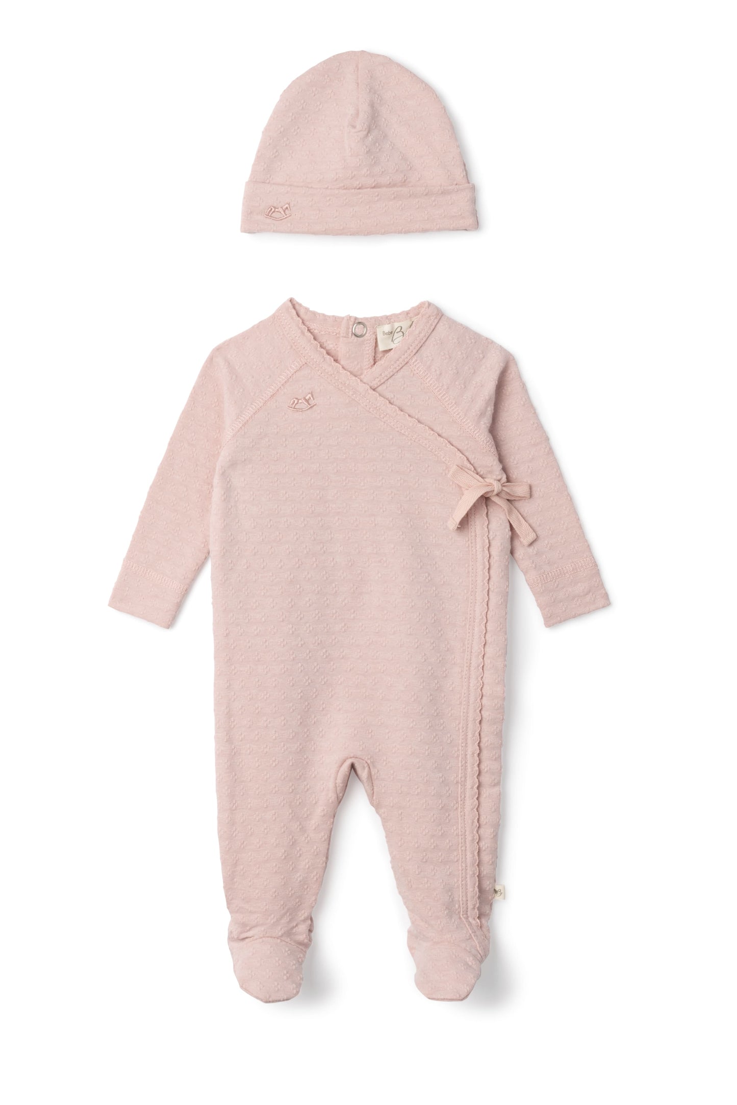 Embossed Diamond Wrap Onesie Pink