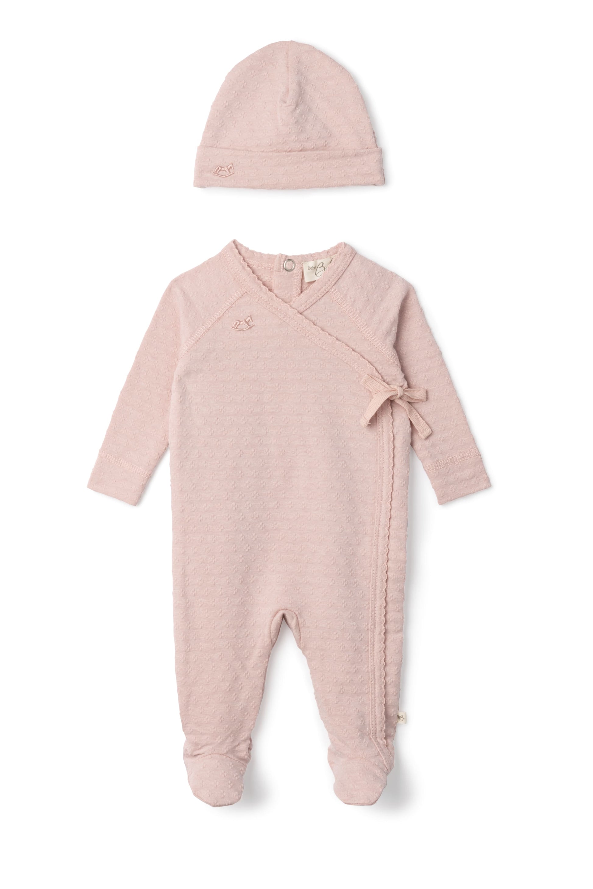Embossed Diamond Wrap Onesie Pink