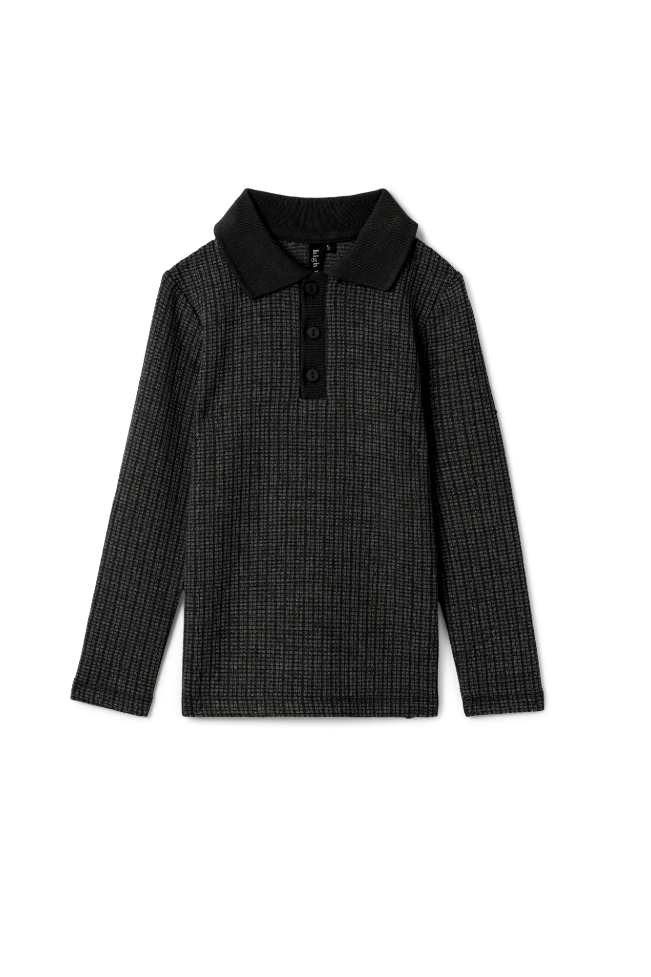 Washed Waffled Polo Black