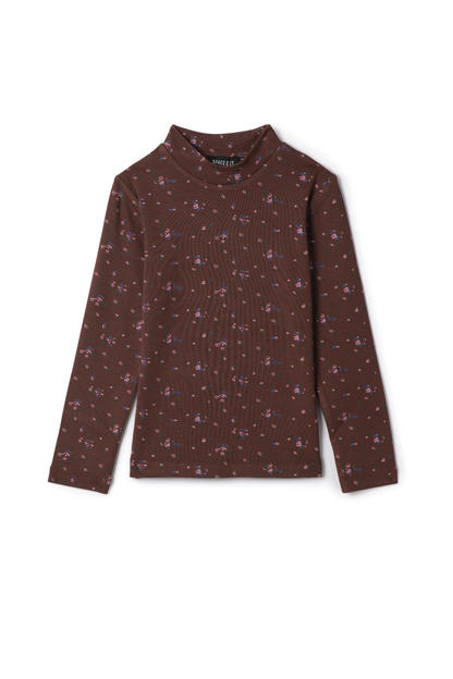 Floral Printed Mock Neck Burgundy