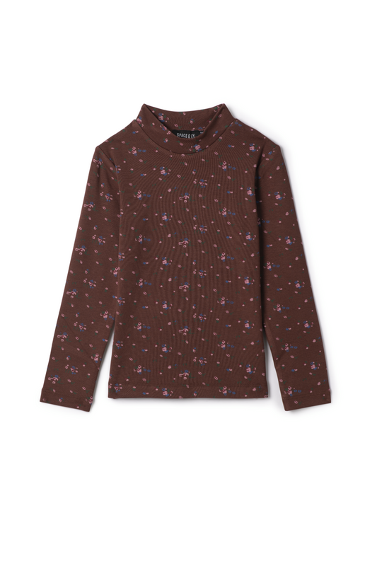 Floral Printed Mock Neck Burgundy