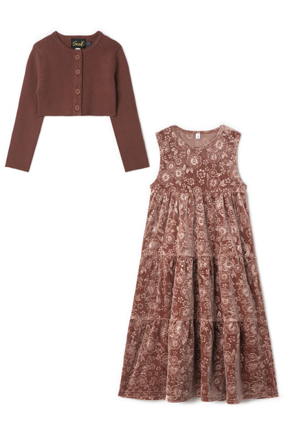 Tiered Velour Robe Pink