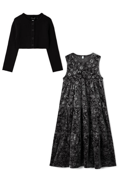 Tiered Velour Robe Black