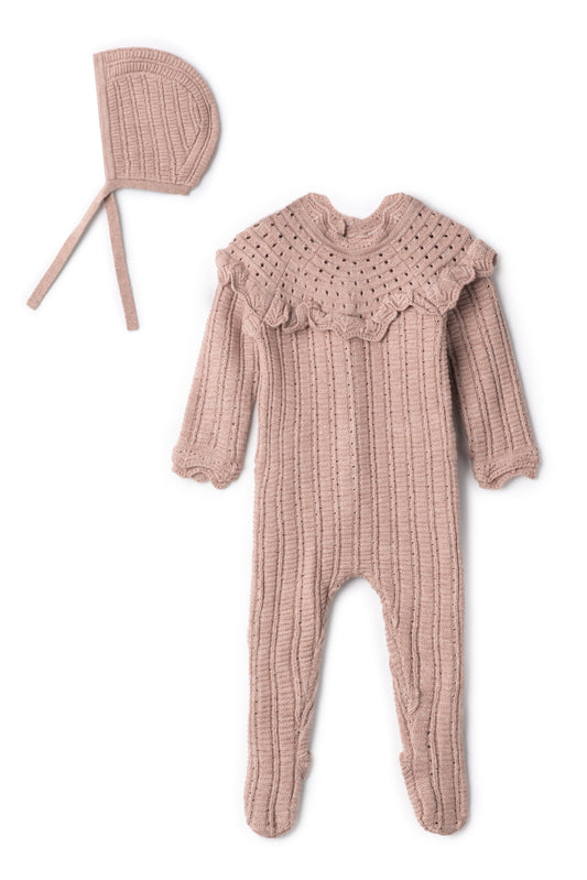 Pointelle Knit Onesie Maple Sugar