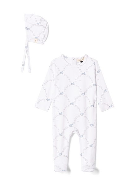 Rocking Horse Print Onesie White