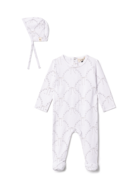 Bow Print Onesie White