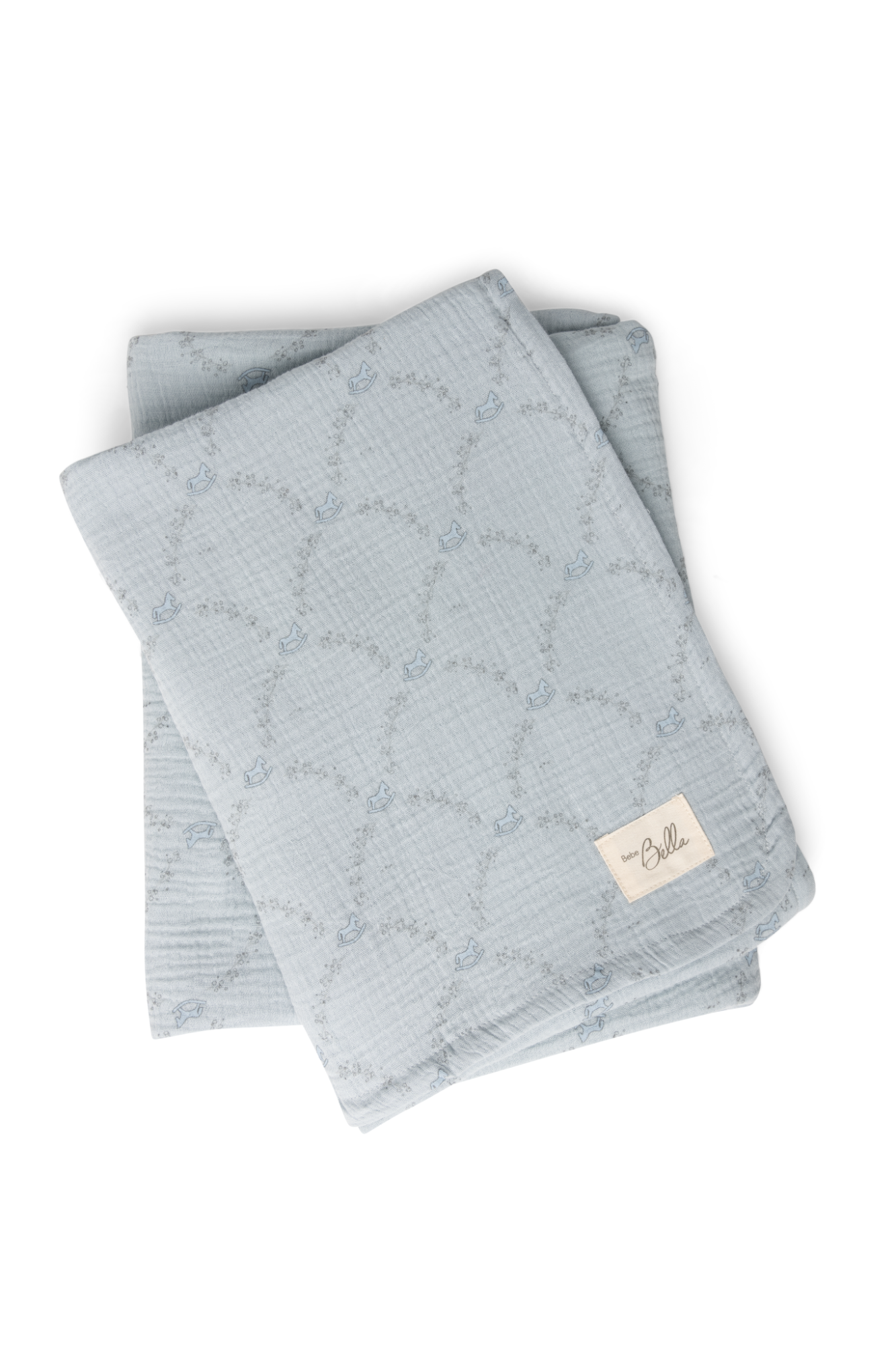 Rocking Horse Print Swaddle Blue Mist One Size