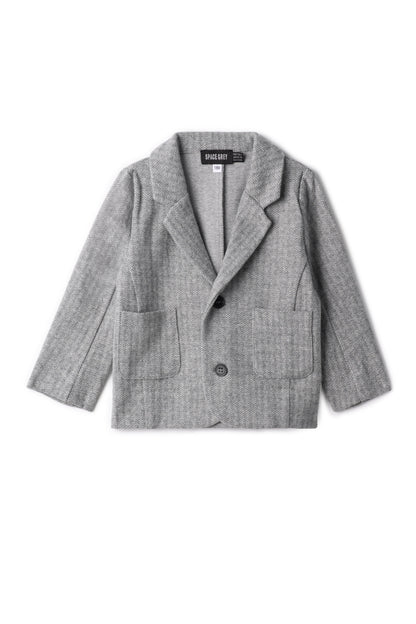 Herringbone Stretch Blazer Grey