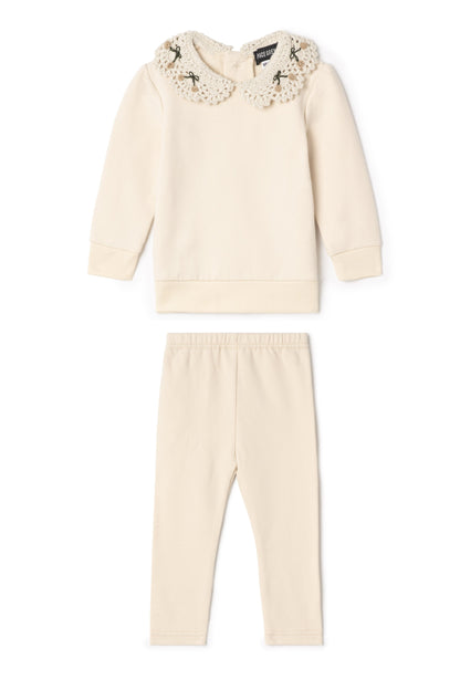 Crochet Collar 2Pc Set Cream