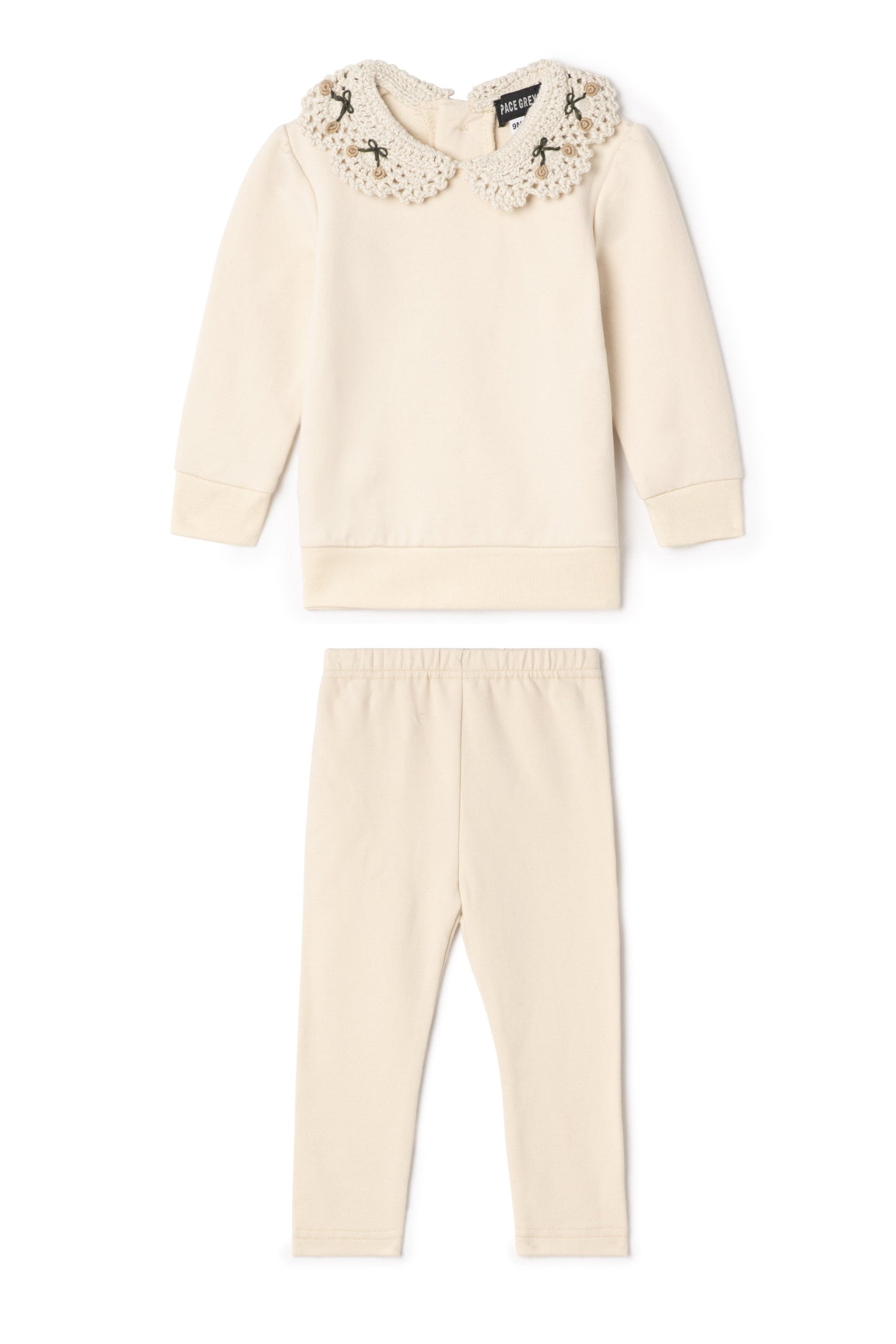 Crochet Collar 2Pc Set Cream