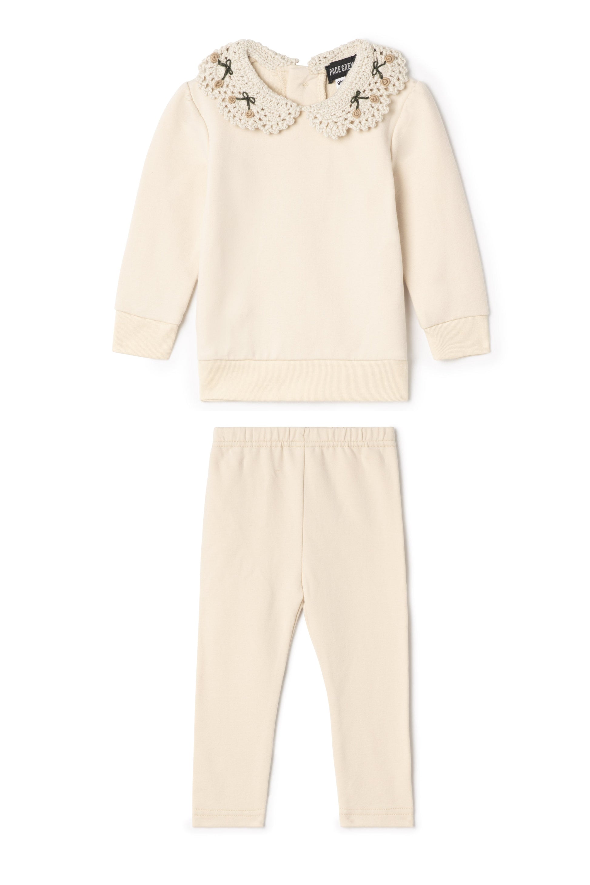 Crochet Collar 2Pc Set Cream