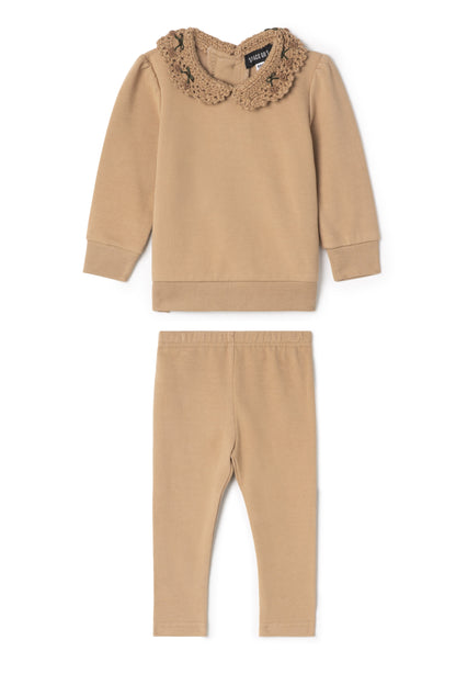 Crochet Collar 2Pc Set Dusty Pink