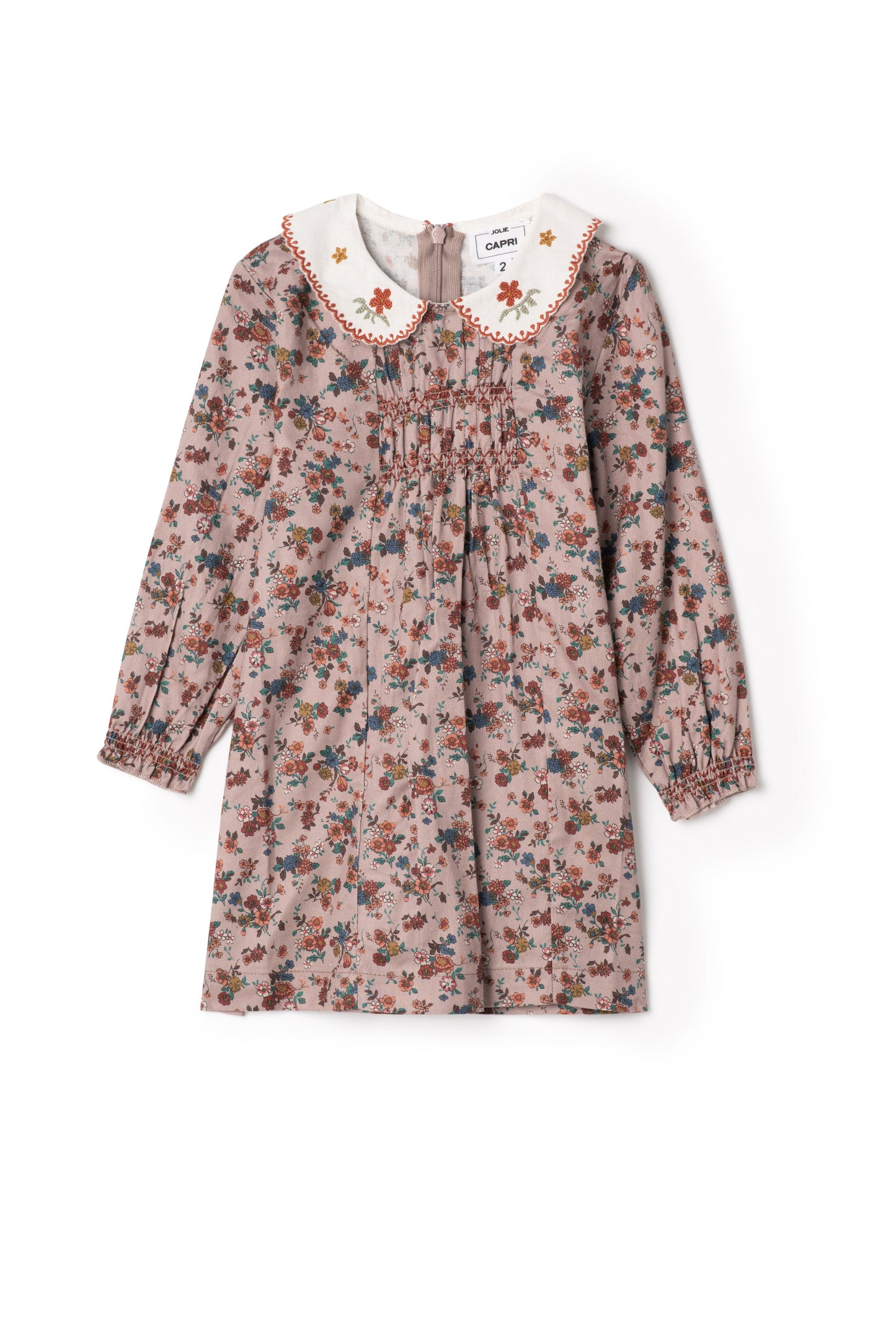 Woven Embroidered Dress Beige