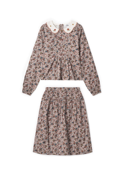 Woven Emboidered 2Pc Set Burgundy Beige