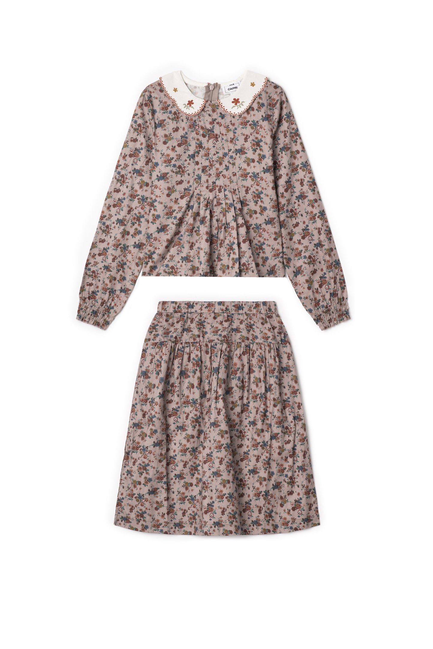 Woven Emboidered 2Pc Set Burgundy Beige