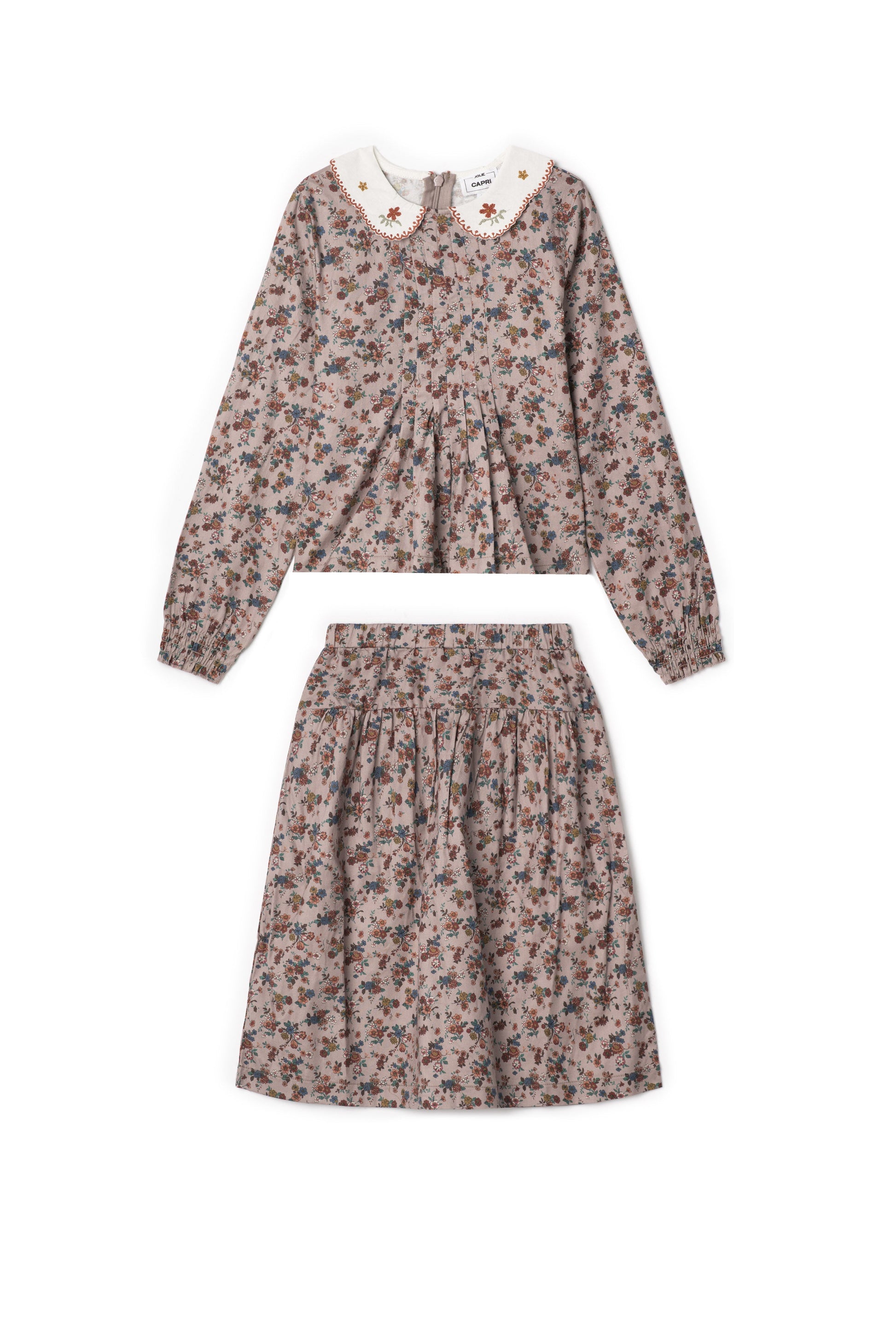 Woven Emboidered 2Pc Set Burgundy Beige