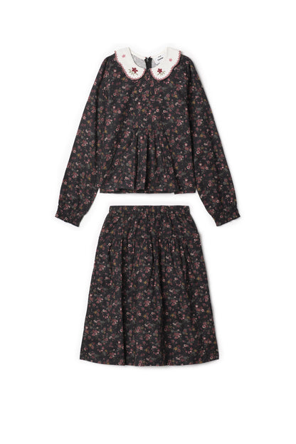 Woven Emboidered 2Pc Set Burgundy Black