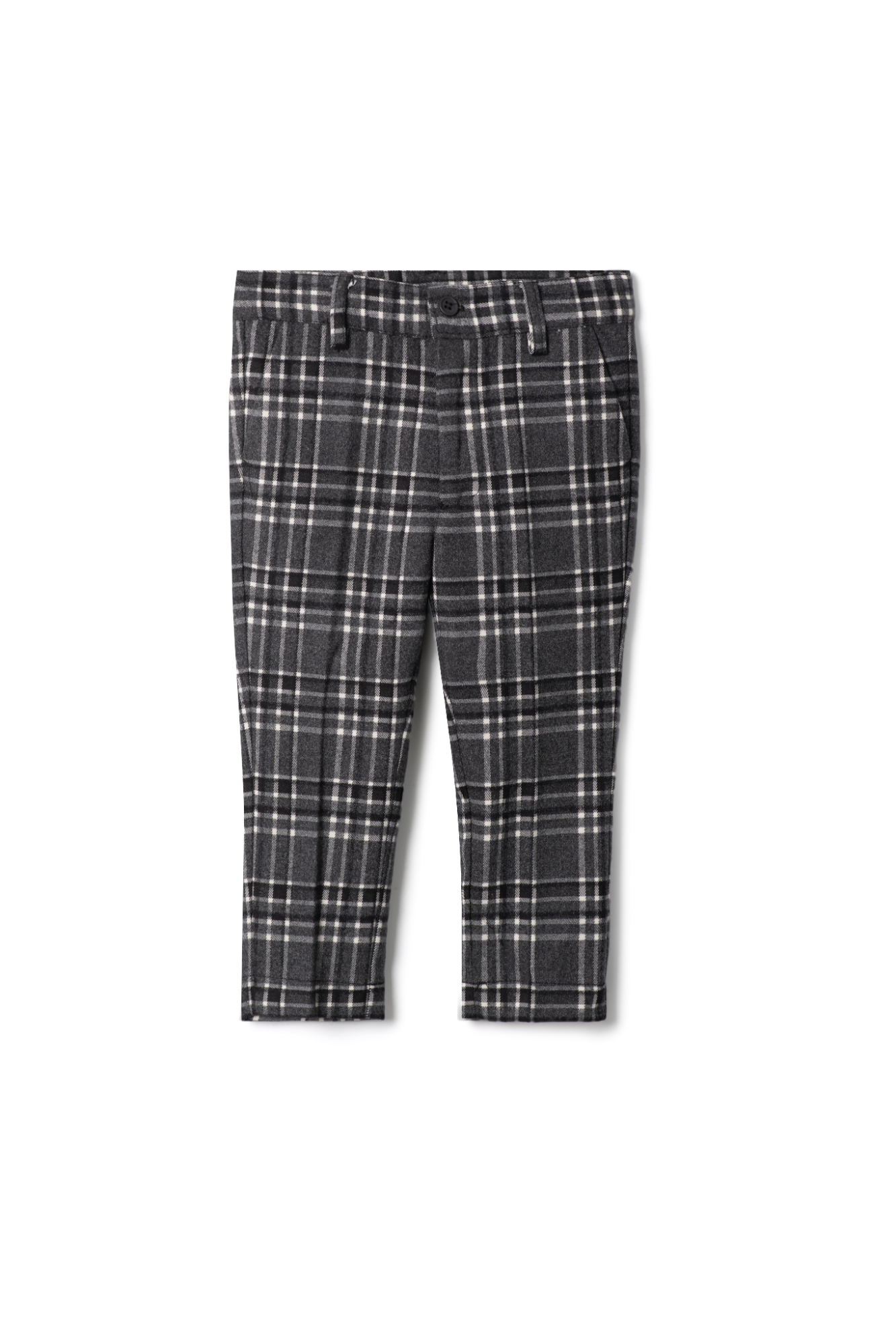 Woven Plaid Pants Black