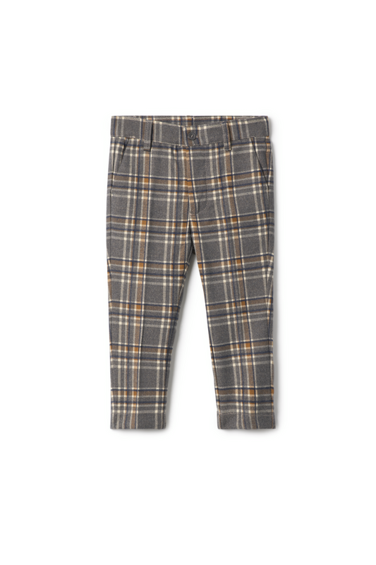 Woven Plaid Pants Charcoal