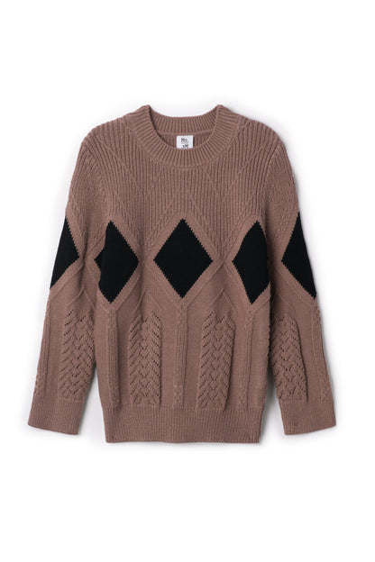 Diamond Pointelle Sweater Taupe