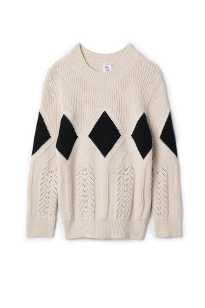 Diamond Pointelle Sweater Dark Almond