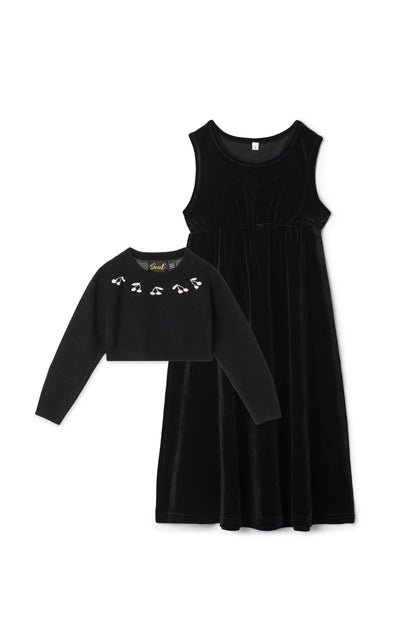 Cherry Slinky velour Robe Black