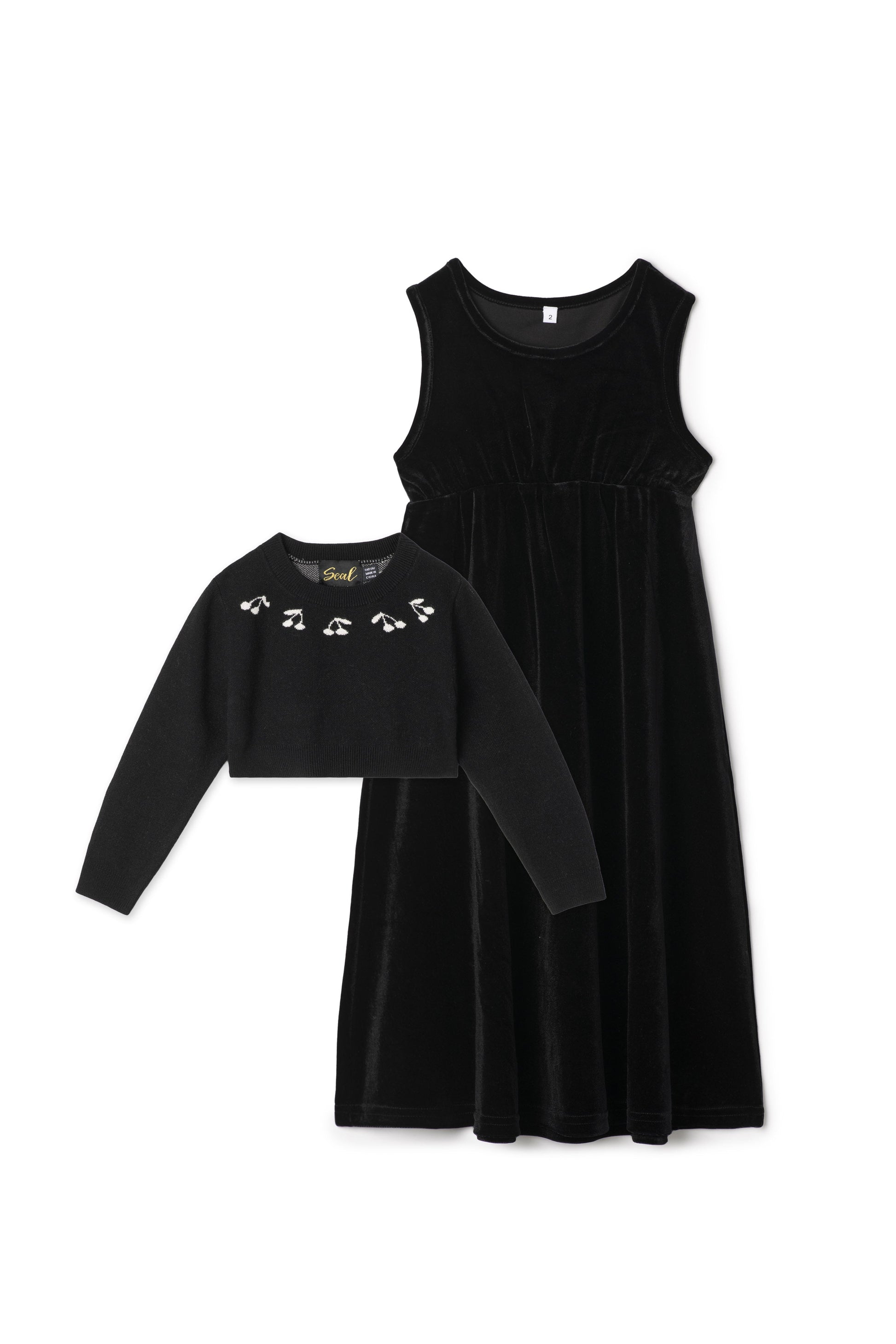 Cherry Slinky velour Robe Black