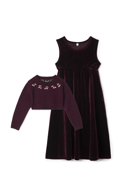 Cherry Slinky velour Robe Burgundy