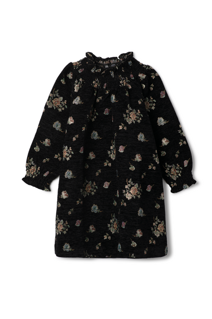 Floral Brocade Dress Black