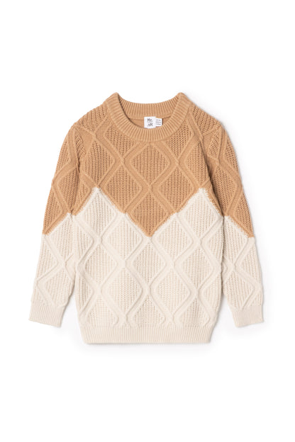 Diamond Knit Sweater Dark Almond Camel