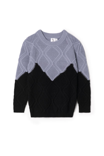 Diamond Knit Sweater Grey Blue
